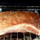 Close-up of the crispy crackling skin and dripping fat! Smells really good now!