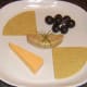 Ox liver pate with oatcakes, Red Leicester cheese and black grapes.