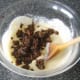 Christmas pudding is crumbled in to pancake batter