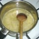 Eel poaching liquor is added to roux
