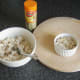Conger eel flesh is spooned in to ramekin