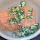 Broccoli mini florets added to meatloaf mix