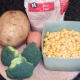 Principal ingredients for broccoli, sweetcorn and potato fritters