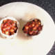 Chickpea curry is stuffed in to mushrooms
