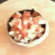 Mushroom stuffed with tomato and onion