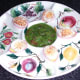 Zucchini guacamole and hard boiled eggs are plated