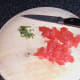Tomato seeded and diced with shredded basil leaves