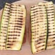 Zucchini strips are laid on bruschetta