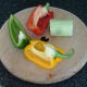 Bell pepper and leek stem portion