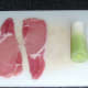Back bacon rashers and part leek stem