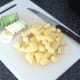 Sliced leek stem and chopped potato