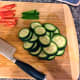 Cucumber salad ingredients.