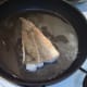 Cod completes cooking on its flesh side