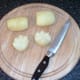 Potatoes are halved in crown shapes