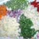 The chopped vegetables.