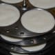 The batter poured into the moulds.