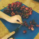 Slice grapes in half.