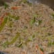 finishing stages of cabbage fried rice