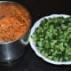 Step one: Prepare ground spices and bitter gourd.