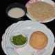 Step three: Get the chutney, dough, plain flour mix, and bread crumbs ready.