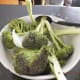 7. Wash and cut the broccoli into long pieces. Take care to try to cut them all about the same size so they cook evenly.