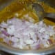 Step three: Heat the chutney in a vessel. Add chopped onion. Boil for 4 to 5 minutes over low fire.