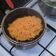 Turmeric rice is drained