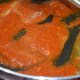 Step two: Saute red chili powder-ginger-garlic paste in butter.