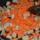 Step five: Throw in chopped potato and carrots. Stir-cook for 3 minutes. Add salt for fast cooking.