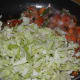 Step four: Throw in the chopped cabbage. Stir-cook with the other veggies for 3-4 minutes.