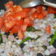 Step three: Add chopped tomatoes. Continue stir-cooking for 3-4 minutes or till tomatoes become soft (but not mushy).