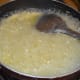 Step five: Stir-cook till the water evaporates from the milk.
