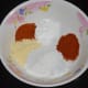 Step one: Put rice flour, corn flour, red chili powder, rasam powder, gram flour, and salt in a mixing bowl. Dry-mix them.