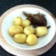 Boiled and peeled baby potatoes