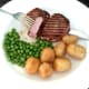 Cutting in to griddled pork steak
