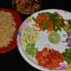 The ingredients for making vermicelli and vegetable upma