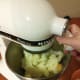 Add 1 egg at a time. Make sure you mix well after each egg is added.