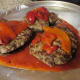 Roast peppers on top of the hamburgs.