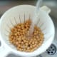 Canned chickpeas are washed