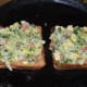 Spread the mix generously on the surface of each slice. Add a few drops of oil or butter on the edges and top.