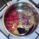 Assembled balsamic tomato sauce ingredients