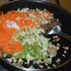 Step three: Add chopped vegetables as per instructions. Add salt. Stir-cook on a high heat for 4-5 minutes.