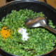 Step eight: Throw in a little salt and turmeric powder.