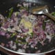 Step three: Add ginger-garlic paste. Saute, till you get a nice aroma from the roasted garlic.