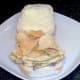 Cheese and onion crisps are laid on omelette