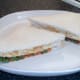 Cheese and onion crisp and spicy beans double decker sandwich