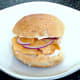 Cheese and onion crisps with cream cheese bread roll