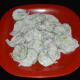 The completed German cucumber salad.