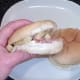 Preparing to bite in to a brawn chip butty
