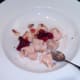 Turning salmon in redcurrant jelly